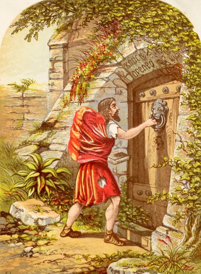 Christian alla porta, da Il progresso del pellegrino di John Bunyan da Alexander Francis Lydon